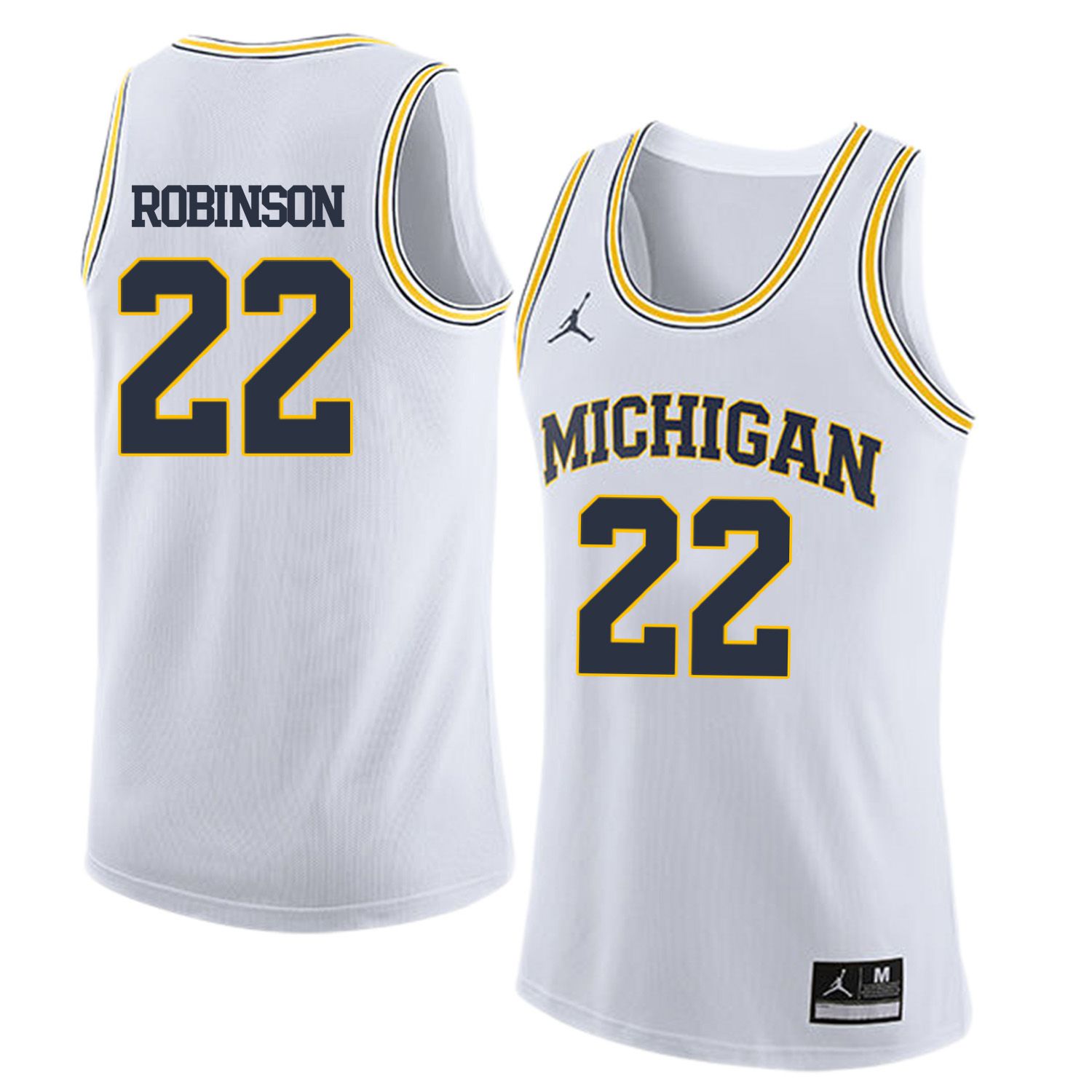 Men Jordan University of Michigan Basketball White 22 Robinson Customized NCAA Jerseys